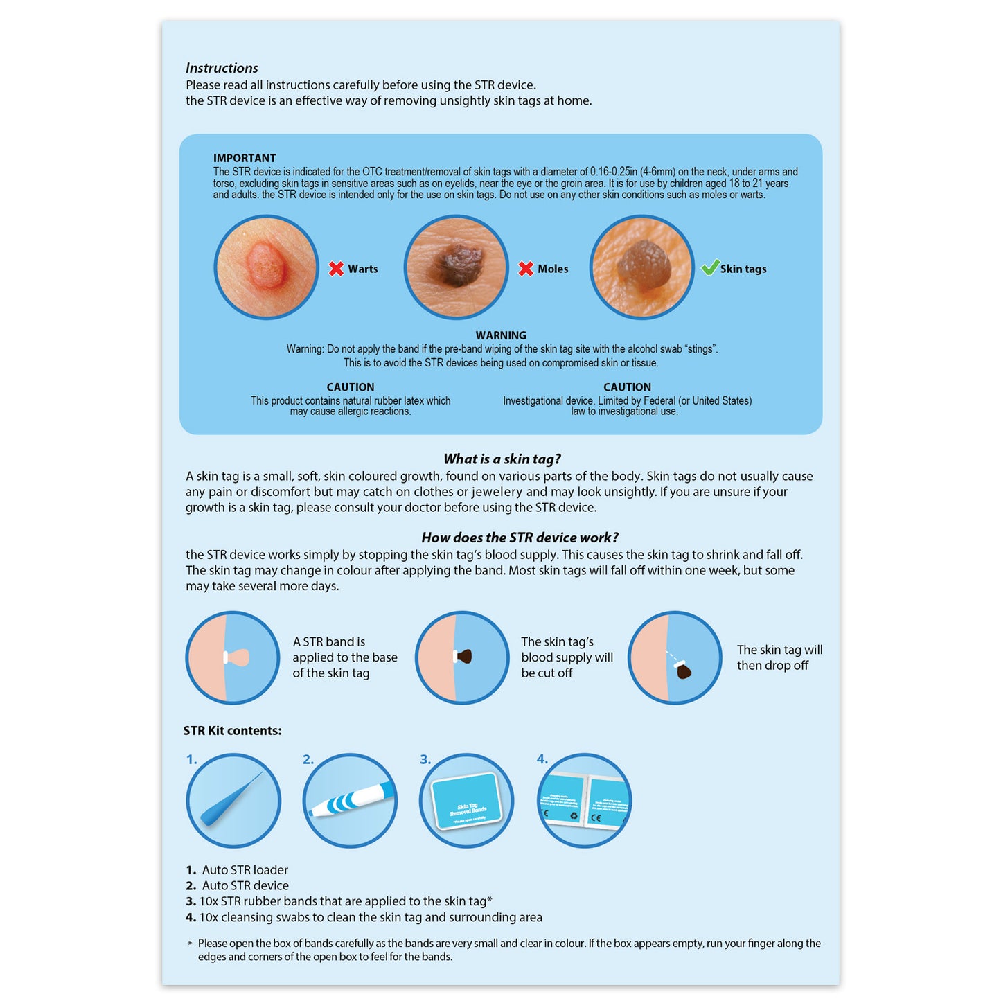 Auto STR Skin Tag Removal Kit. Fast Effective & Safe Skin Tag Remover for Medium/Large Skintags (0.16-0.25in / 4-6mm) - One-Hand Application in Minutes, Includes Pen, Loading Cone, 10 Bands & 10 Wipes